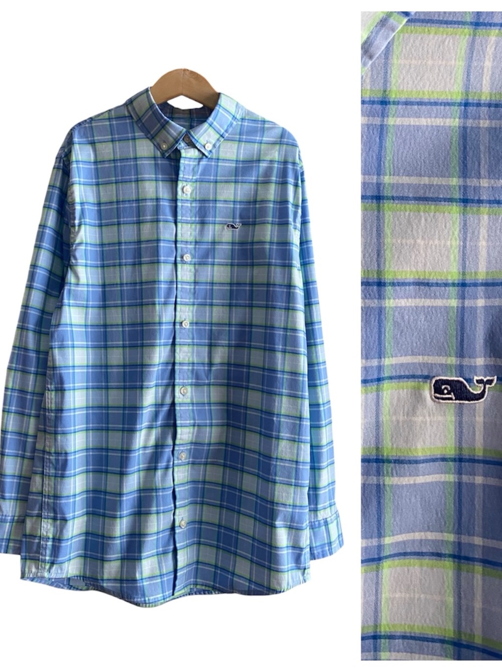 Vineyard Vines Boys On-The-Go Brrr Performance Shirt Blue Plaid Medium